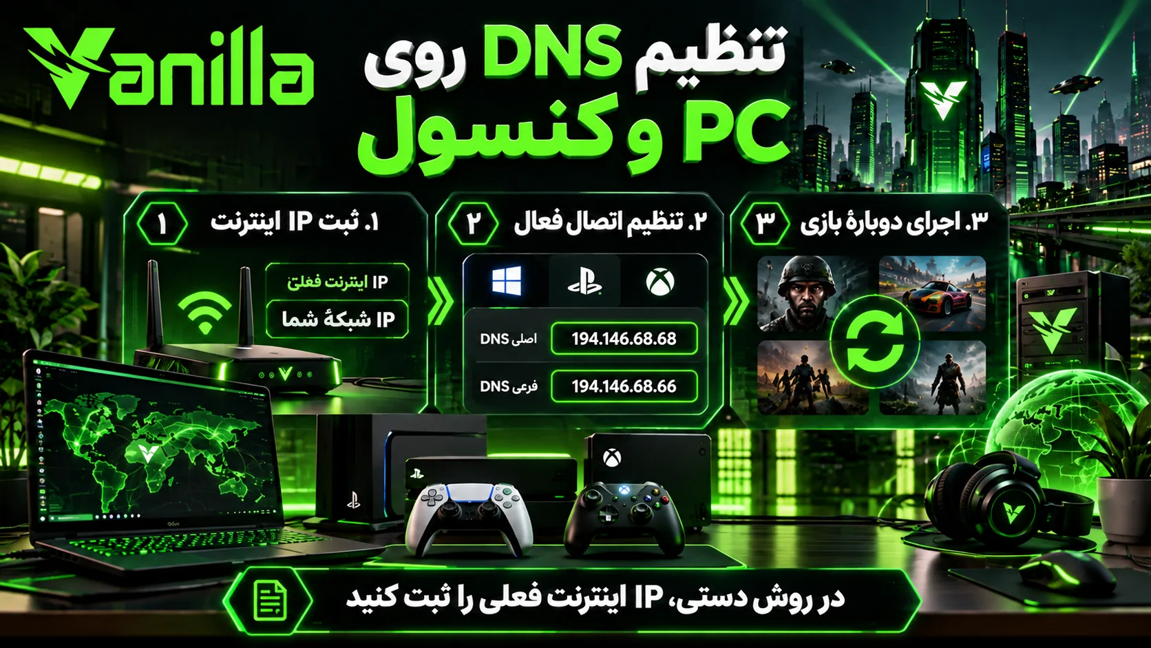 آموزش اتصال دستی مارول رایولز با ثبت IP، تنظیم DNS دستگاه و اجرای دوبارهٔ بازی