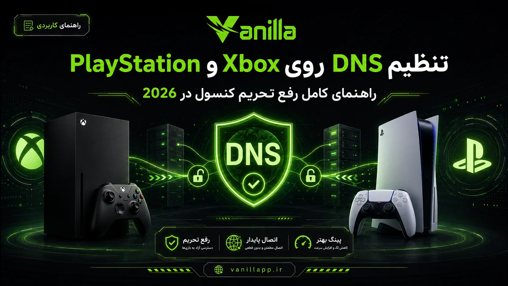 تنظیم DNS روی Xbox و PlayStation؛ راهنمای کامل رفع تحریم کنسول در 2026
